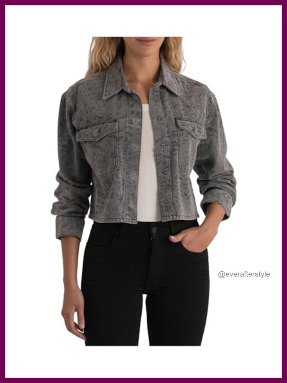 Cropped Button Front Jacket With Patch Pockets Casual